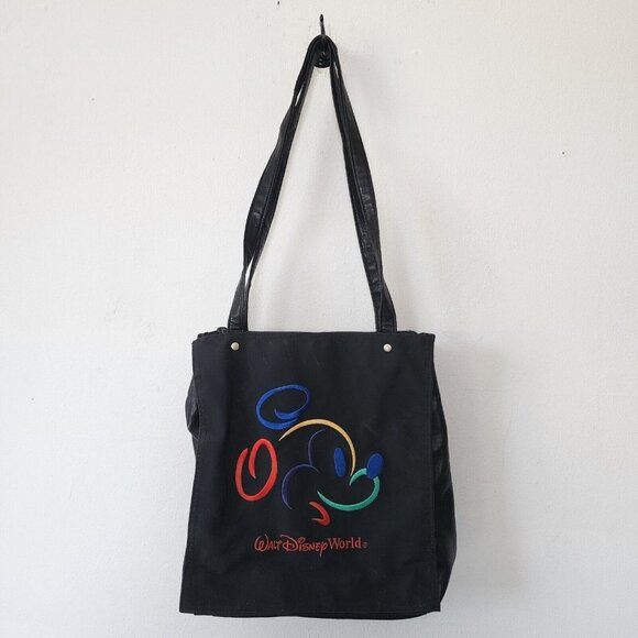 Vintage Walt Disney World Mickey Leather Purse Handbag Zip Close - Picture 1 of 6